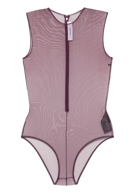 Burgundy crew-neck mesh bodysuit Alex perry - women